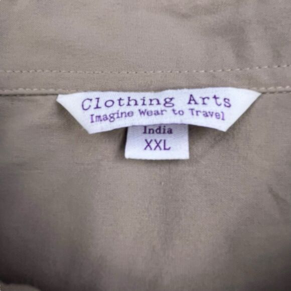 Clothing Arts Shirt Men XXL Tan P Cubed Pick Pocket Proof Button Up Travel Nylon - Picture 5 of 12